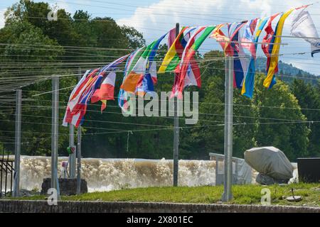 Big Water bei der Europameisterschaft im Wasser im Slalom am 17. Mai 2024 in Tacen, Slowenien. Das Rennen am Freitag wurde abgesagt und das Programm neu organisiert. (CTK Stockfoto