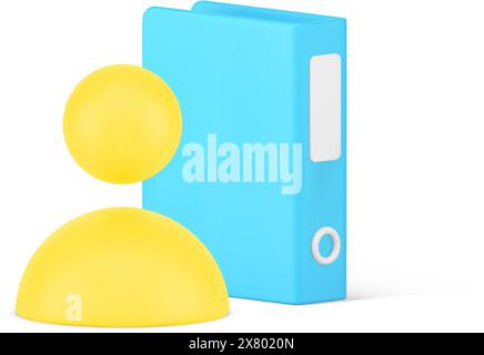 Büromitarbeiter arbeiten mit Dokumentenordner Archiv Backup Datenbank Information Management Verzeichnisorganisation 3D-Symbolvektorillustration. Papierkram Stock Vektor