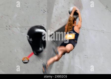 Die Finals 2023 Bouldern Damen Deutsche Meisterschaft Bouldern am 09.07.2023 im Landschaftspark Duisburg-Nord in Duisburg Sandra HOPPENSITZ Foto : Norbert Schmidt, Düsseldorf Stockfoto