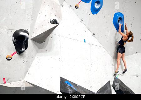 Die Finals 2023 Bouldern Damen Deutsche Meisterschaft Bouldern am 09.07.2023 im Landschaftspark Duisburg-Nord in Duisburg Sandra HOPPENSITZ Foto : Norbert Schmidt, Düsseldorf Stockfoto