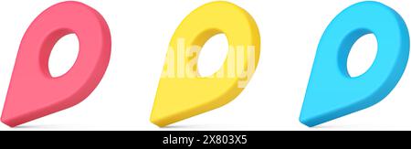 Sammlung mehrfarbige isometrische Kartenstifte GPS-Positionskontrolle Symbol dekorative Vorlage 3D-Symbol Vektor-Illustration. Legen Sie die Mindestwerte für die Navigationserinnerung fest Stock Vektor