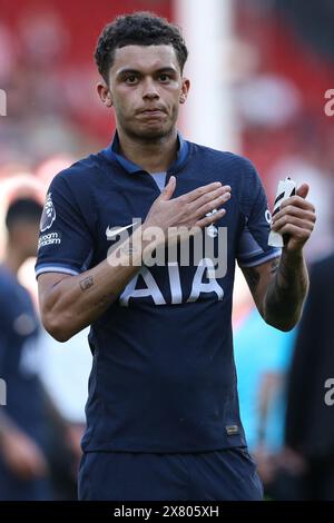 Tottenham Hotspur's Brennan Johnson am Ende des Premier League-Spiels in der Bramall Lane, Sheffield. Bilddatum: Sonntag, 19. Mai 2024. Stockfoto