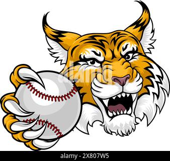 Wildcat Bobcat Baseball Ball Tier Team Maskottchen Stock Vektor
