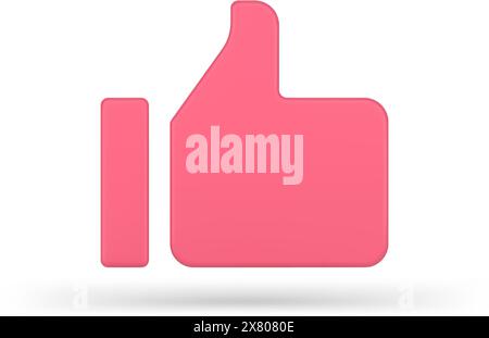 Volumetrisches Rosa wie Vektor-3D-Symbol. Online-Genehmigungssymbol in minimaler Ausführung. Daumen hoch für positive Abstimmungen in sozialen Netzwerken. Element virtuelle Kommunikation Stock Vektor