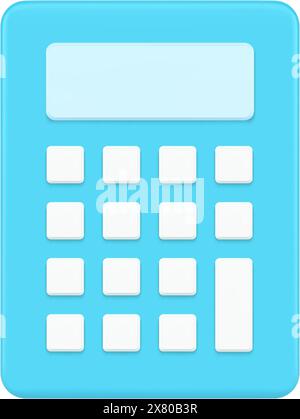 Blaues 3D-Symbol des Rechners. Bildungs-Gadget mit weißen Knöpfen. Volumetrisches Finanz- und Business-Computing für die Buchhaltung. Elektronisches Gerät für Hauptgerät Stock Vektor