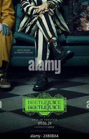 BeetleJuice BeetleJuice (2024) von Tim Burton mit Michael Keaton, Jenna Ortega, Monica Bellucci und Winona Ryder. Michael Keaton kehrt zurück, um seine Rolle als der miskrete BeetleJuice in dieser lang erwarteten Fortsetzung des Originals von 1988 wiederzubeleben. US Advance Poster ***NUR FÜR REDAKTIONELLE ZWECKE***. Quelle: BFA / Warner Bros Stockfoto
