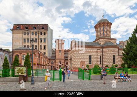 Bukarest, Rumänien - 25. Juni 2018: Die Curtea Veche Kirche ist die älteste Kirche in Bukarest, die von Mircea Ciobanul während seiner ersten Regierungszeit gegründet wurde. Stockfoto