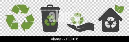Satz von Symbolen für Vektorrecycling, Umweltsymbole. Stock Vektor