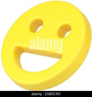 Fallende lustige 3D-Smiley-Ikone. Symbol für Gespräche und zum Ausdruck von Freude, Glück und Lachen. Geneigtes rundes gelbes Emoji mit positiven Emotionen. Abstrac Stock Vektor