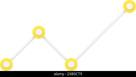 Symbol für lineares Diagramm 3D. Statistische Daten zur visuellen Darstellung im Diagramm. Informationen für Unternehmen zeigen Anstieg und Rückgang der Finanzaktien Wirtschaft. Marke Stock Vektor