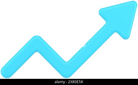 Blaues Symbol für den Pfeil im Wachstumskurve 3D. Wachstum und Rückgang der Börsen. Daten in Marketing und Vertrieb. Indikator für den finanziellen Erfolg von Unternehmen und IT Stock Vektor