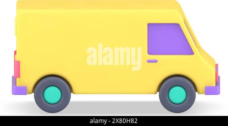 Seitenansicht realistische Box LKW Business Delivery Service Posttransport 3D Symbol isometrische Vektor Illustration. Stadtlogistik für Nutzfahrzeuge Stock Vektor