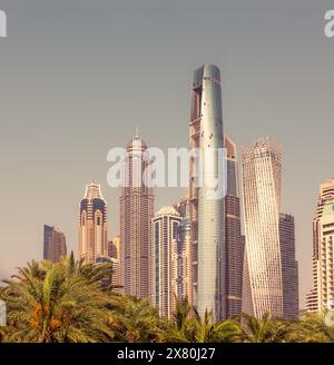 Die Dubai Marina Wolkenkratzer, Vereinigte Arabische Emirate. Stockfoto