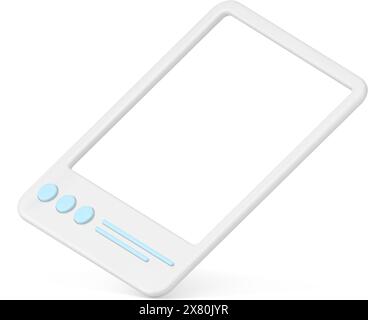 Social madia Post Frame realistische 3D Symbol Vektor-Illustration. Online-Kommunikation über das Display des tragbaren Wireless-Computers mit diagonal platzierter Bildanzeige Stock Vektor