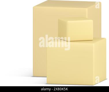 Papppaketstapel viele Paket gestapelt für Lagerung Transport realistische 3D Icon Vektor Illustration. Versandverpackung Container Postsendungen Stock Vektor