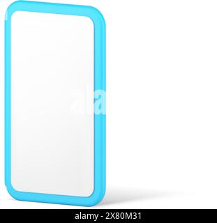 Modernes blaues Mobiltelefon leerer Bildschirm Cyberspace Kommunikationsgerät realistische 3D-Icon-Vektor-Illustration. Smartphone Digital Electronic Cyberspace Stock Vektor