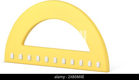 Winkelmesser Gelb mathematisches Werkzeug berechnen Winkel neigen Engineering Zeichnunggenauigkeit Messlineal Isometrisches 3D-Symbol realistische Vektorillustrati Stock Vektor
