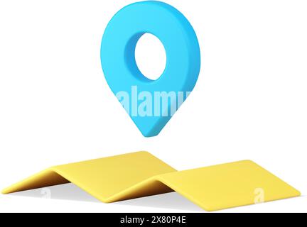 Routennavigation Karte Pin Position GPS Position Kartographie Anwendung isometrisches Badge realistische 3D Symbol Vektor Illustration. Reiseziel Geogr Stock Vektor