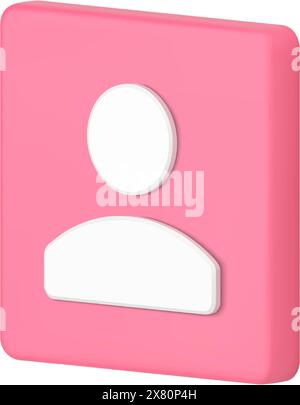 Persönliches Konto Rosa isometrische quadratische Taste Cyberspace Avatar neuer Follower Social Media Benachrichtigung realistische 3D Icon Vektor Illustration. Digital Stock Vektor