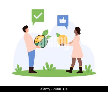 Zeit ist Geld, Zeitinvestition in zukünftige Einnahmen. Winzige Leute halten Uhr und Goldmünze zum Tausch, arbeiten, um das Gehalt zu maximieren und finanzielle Reichtümer Karikaturvektorillustration zu multiplizieren Stock Vektor