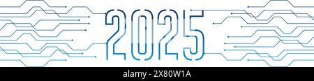 Leiterplattenelektronik Banner für digitale Technologie 2025 blaue Vektorillustration Stock Vektor