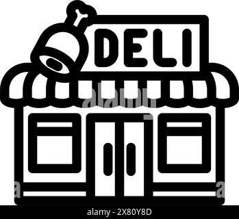 deli Street Cafe Linie Symbol Vektor Illustration Stock Vektor