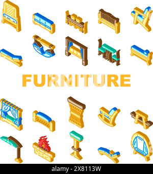 Gartenmöbel Garten Terrasse Ikonen setzen Vektor Stock Vektor