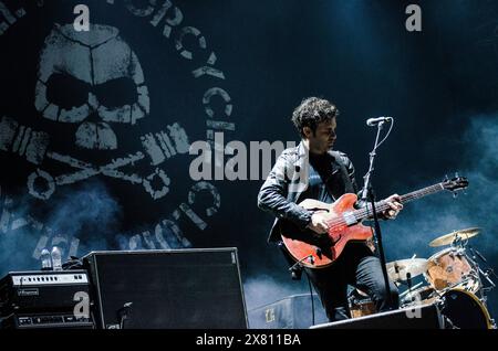 Robert Levon war Mitglied des Black Rebel Motorcycle Club und trat im Juni 2019 auf dem Release Athens Festival in Plateia Nerou/Griechenland auf Stockfoto