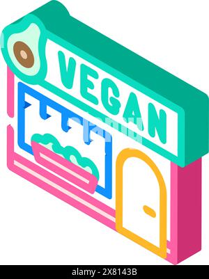 Vegane Café Straße isometrische Icon Vektor Illustration Stock Vektor