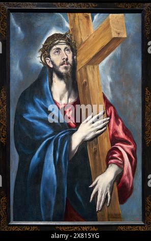 Chist trägt das Kreuz, 1590-1595, Doménikos Theotokópoulos, dit «El Greco», (Candia, Creta, 1540 ó 1541 - Toledo, 1614), Nationalmuseum für Katalanisch Stockfoto