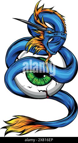 Zeichnung eines bunten Drachen-Vektordesigns Stock Vektor