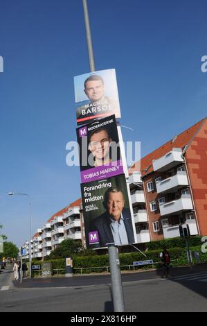 Cpenhagen/Dänemark/22. MAI 2024/ Poster zu den EU-Parlamentswahlen verschiedener dänischer politischer Parteien in Kopenhagen Dänemark. (Foto. Francis Joseph Dean/Dean Pictures) (nicht für kommerzielle Zwecke) Stockfoto