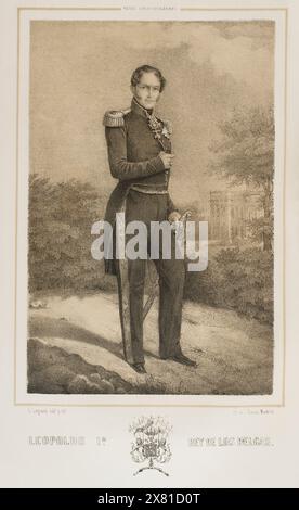 Leopold I. von Belgien (1790-1865). Erster König der Belgier (1831-1865). Hochformat. Zeichnung von C. Legrand. Lithographie von J. Donón. Reyes Contemporáneos (Zeitgenössische Könige). Band III. Veröffentlicht in Madrid, 1854. Stockfoto