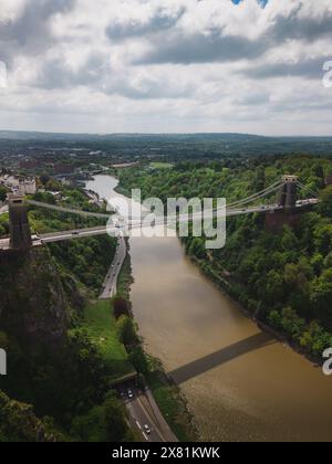 Ariel erschoss die Clifton Suspension Bridge Stockfoto