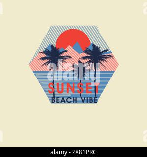 Sunset Beach Vibe Sommerstrand-Poster-Design Stock Vektor