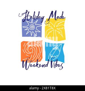 Weihnachtsmodus Weekend Vibes Sommer Strand Icon Poster Design Stock Vektor