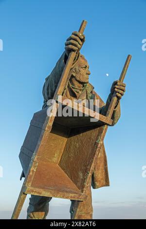 Denkmal, das an die Deichbauer erinnert, Dorum-Neufeld, Wursterland, Niedersachsen, Deutschland Stockfoto