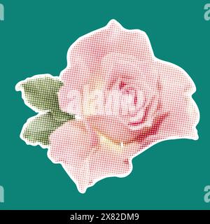 Collage-Element in rosa Halbtönen im y2k-Stil, Vintage-Punk, Silhouette Dots Rose. Vektorabbildung Stock Vektor