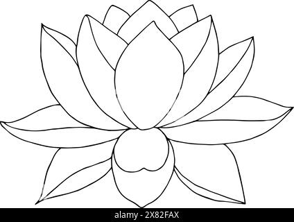 Lotus Blume Hand gezeichneter Kritzelvektor isoliertes schwarzes Element für Design auf transparentem Hintergrund Stock Vektor