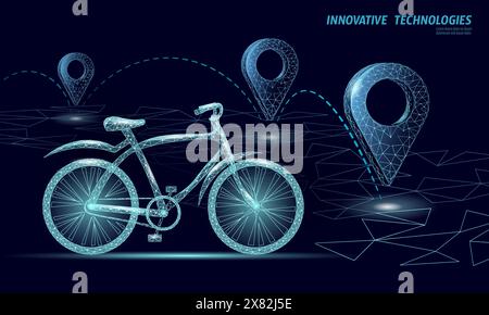 3D-E-Bike mit niedrigem Poly-Design. Moderne Transportlieferung. Outdoor Sport Aktivität umweltfreundliches Fahrrad polygonale Poster Vektor Illustration Stock Vektor