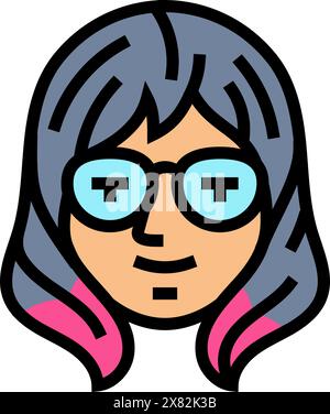 Otaku Frau Avatar Farbe Symbol Vektor Illustration Stock Vektor