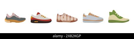 Farbiges Schuhlogo. Sport-Sneakers Vektor. Sneakers einfaches Symbol auf weißem Hintergrund Vektor. Vektorabbildung. Stock Vektor