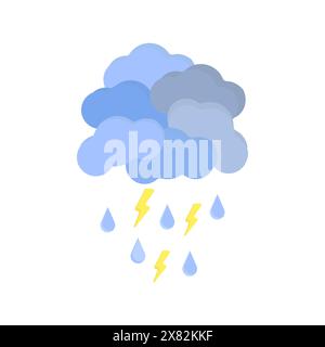 Wolke mit Regen und Blitz. Gewitterwettervektor. Wetterbedingungen. Vorlage für Vektorwolken. Sturmvektor. Vektorabbildung. Stock Vektor