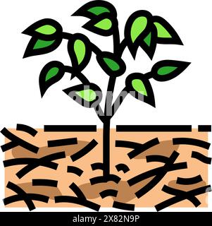 Mulchen der städtischen Gartenarbeit Farbe Symbol Vektor Illustration Stock Vektor