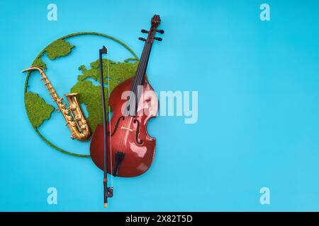 Weltmusiktag. Musik und Reise – Konzeptbild Stockfoto