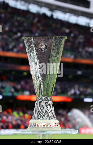 Dublin, Republik Irland. Mai 2024. Die Trophäe wurde 2023/2024 beim Fußball-Spiel der Europa League zwischen Atalanta BC und Bayer Leverkusen im Dublin Arena Stadion (Irland) am 22. Mai 2024 gezeigt. Quelle: Insidefoto di andrea staccioli/Alamy Live News Stockfoto