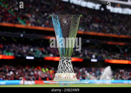 Dublin, Republik Irland. Mai 2024. Die Trophäe wurde 2023/2024 beim Fußball-Spiel der Europa League zwischen Atalanta BC und Bayer Leverkusen im Dublin Arena Stadion (Irland) am 22. Mai 2024 gezeigt. Quelle: Insidefoto di andrea staccioli/Alamy Live News Stockfoto