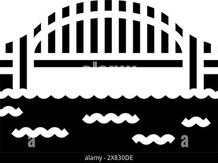 Gebundene Bogenbrücke Glyphe Symbol Vektor Illustration Stock Vektor