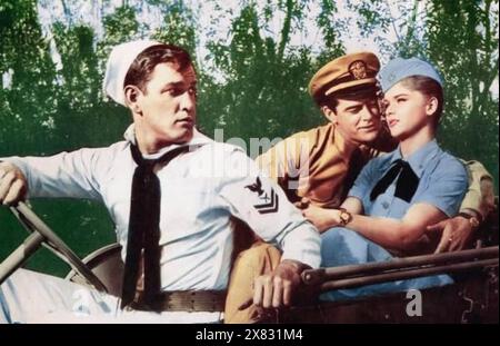 GEHEN SIE NICHT IN DIE NÄHE DES WATER 1957 MGM Films mit von links Jeff Richards, Earl Holliman, Anne Francis Stockfoto