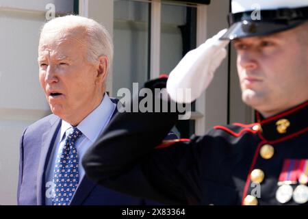 Washington, Usa. Mai 2024. US-Präsident Joe Biden wartet darauf, US-Präsident William Ruto von Kenia am 22. Mai 2024 im Weißen Haus in Washington zu begrüßen. Foto: Yuri Gripas/ABACAPRESS. COM Credit: Abaca Press/Alamy Live News Stockfoto